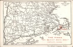 Map of the Massachusetts Area, Showing The Pines Postcard