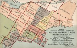 Map Showing Territory Covered by Walker's Automobile Maps Postcard