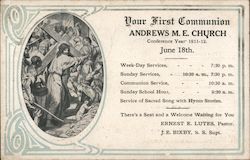 Your First Communion, Andrews M.E. Church Indiana Postcard Postcard Postcard