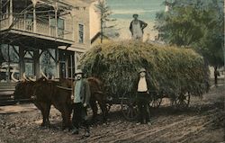 Wagon Loaded With Hay at Hortons Postcard