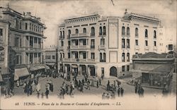 Tunis - Place de la Bourse et Consulat d'Angleterre Postcard