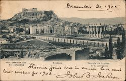 Athenes - Temple de Jupiter & L'Acropole Postcard