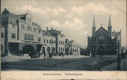 Central Station and Seamen's Church Sweden Postcard Postcard Postcard