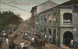 Main street Panama, showing Governor Maggoon in the first Carriage Postcard