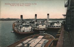 Showing Canal tugs at the entrance to the Canal at La Boca Panama Panama City, Panama Postcard Postcard Postcard