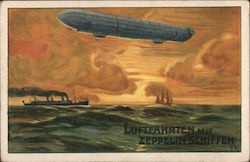 Luftfahrten mit Zeppelin, Schiffen Airships Postcard Postcard Postcard