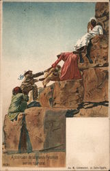 A Scension de la grande Pyramide par un tourists Egypt Africa Postcard Postcard Postcard