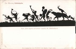 Silhouette animal parade, from "Per aspera ad astra" by K.W. Diefenbach Silhouettes Postcard Postcard Postcard