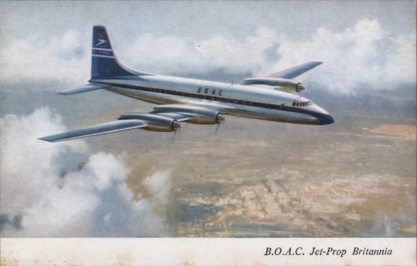 BOAC Jet-Prop Britannia Aircraft Postcard