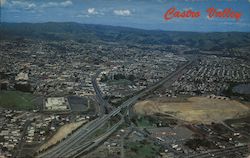 Aerial View showing Highway 50 Interchange to Hayward Postcard