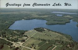 Aerial View on the shore of Clearwater Lake between Three Lakes and Eagle River Wisconsin Postcard Postcard Postcard