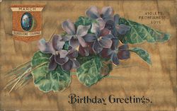 March Birthday Greetings - Violets, Faithfulness, Love Postcard