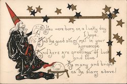 Wizard Giving Fortune Astrology & Zodiac Postcard Postcard Postcard