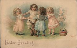 Easter Greetings With Children Postcard Postcard Postcard