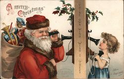 A Merry Christmas -- Santa Claus Talk to a Child on the Telephone Postcard Postcard Postcard