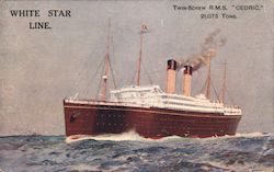 White Star Line. Twin--Screw R.M.S. "Cedric" 31,073 Tons Postcard