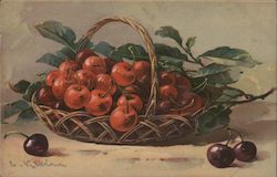 Cherries in a Brown Basket Fruit C. Klein Postcard Postcard Postcard