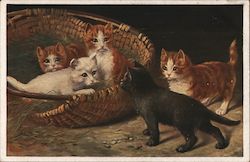 Basket of Kittens Postcard