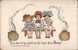 Three Children and Pots of Baked Beans Postcard