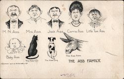 The Ass Family Postcard