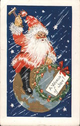 A World of Joy! - Santa Claus Postcard