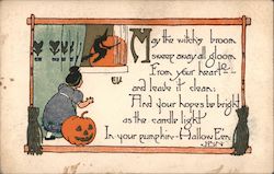 May the witch's broom sweep away all gloom Halloween Postcard Postcard Postcard