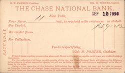 The Chase National Bank Correspondence Card Postcard