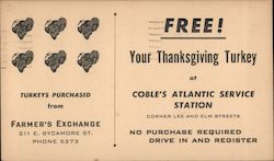 Free Thanksgiving Turkey at Coble's Atlantic Service Station, Greensboro NC Advertising Postcard Postcard Postcard