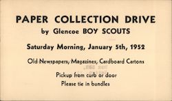 Paper Collection Drive by Glencoe Boy Scouts, January 5 1952 Postcard