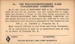 The Wolfson-Montgomery Ward Stockholders Committee Correspondence Card Postal Cards & Correspondence Postcard Postcard Postcard