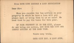 From Gate City Savings & Loan Association Greensboro, NC Postal Cards & Correspondence Postcard Postcard Postcard