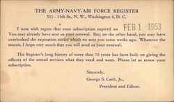 The Army-Navy-Air Force Register Correspondence Card Postcard