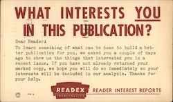 Readex: Reader Interest Reports Correspondence Card Postcard