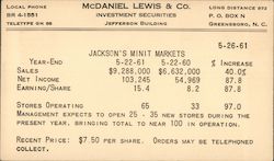 McDaniel Lewis & Co., Investment Correspondence, Greensboro, NC Postcard