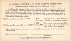 American Radiator & Standard Sanitary Corporation Correspondence Card Postcard