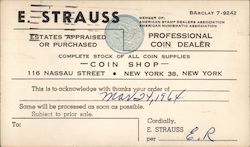 E. Strauss Correspondence Card Postcard