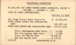 San Diego Water Authority Correspondence Card Postcard