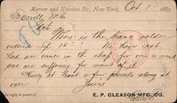 Correspondence Card from E.P. Gleason Mfg. Co. Postcard