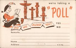 We're Taking a Poll -- Did We Please You? Yes/No -- Chieftain Pontiac, Inc. Native Americana Postcard Postcard Postcard