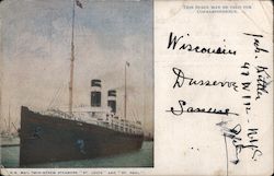 U.S. Mail Twin-Screw Steamers "St. Louis" and "St. Paul" Postcard