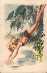 A Woman Diving into Water Swimsuits & Pinup Postcard Postcard Postcard