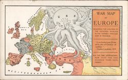 War Map of Europe with Russian Octopus Postcard