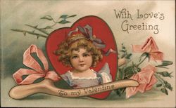 With Love's Greeting to My Valentine Hearts Postcard Postcard Postcard