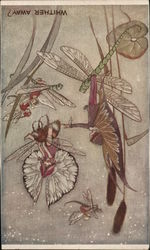 Whither Away? -- Fairies Riding Dragonflies Postcard