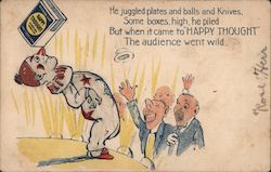 Clown Juggling "Happy Thought" Brand Chewing Tobacco Postcard