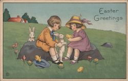 Easter Greetings With Children Postcard Postcard Postcard