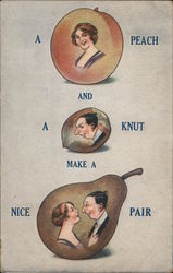 A Peach and a Nut Make a Nice Pair Comic Postcard Postcard Postcard