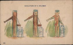 Evolution of a Milkman: Pump to Milkman Comic, Funny Postcard Postcard Postcard