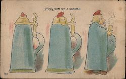 Evolution of a German: Beer Stein to German Man Postcard