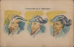 Evolution of a "Brother" From Goat to Man Postcard